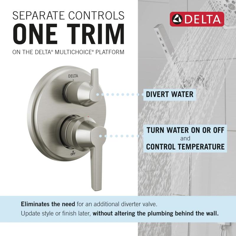 DELTA Galeon 14S Integrated Diverter Trim - 3 Setting — Lumicoat® Stainless