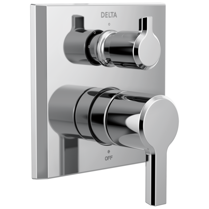 DELTA Pivotal 2-Handle Monitor 14 Series Valve Trim with 3-Setting Diverter — Lumicoat® Chrome