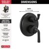 DELTA Kayra Two-Handle Monitor 14 Series Valve Trim with 6-Setting Integrated Diverter — Matte Black