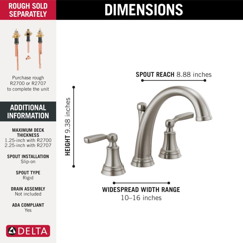 DELTA Woodhurst Roman Tub Trim — Stainless