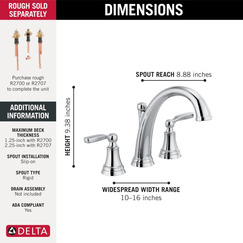 DELTA Woodhurst Roman Tub Trim — Chrome