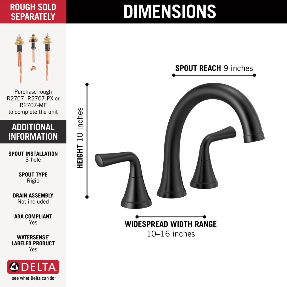 DELTA Kayra Roman Tub Trim — Matte Black