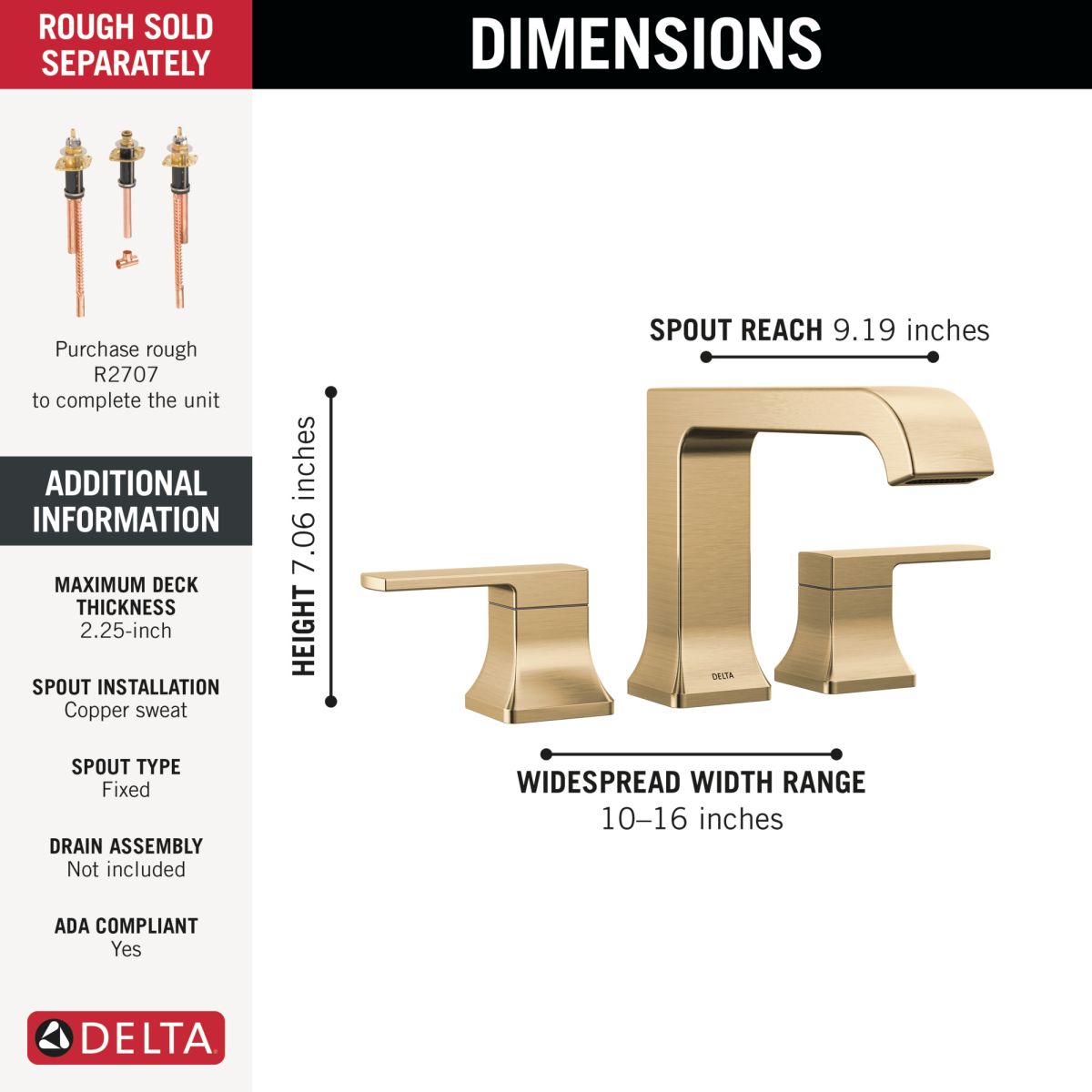 DELTA Velum Roman Tub Trim — Champagne Bronze