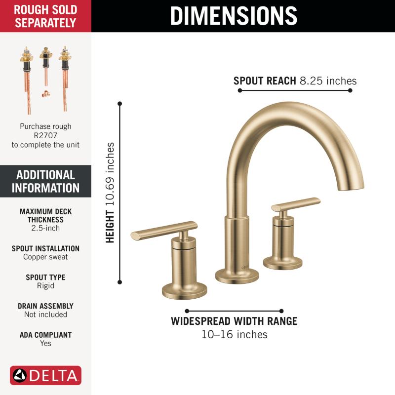 DELTA Altado Roman Tub Trim — Champagne Bronze