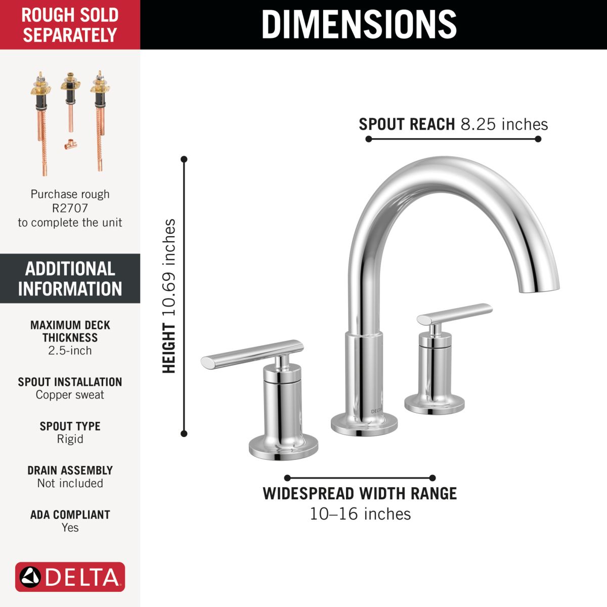 DELTA Altado Roman Tub Trim — Chrome