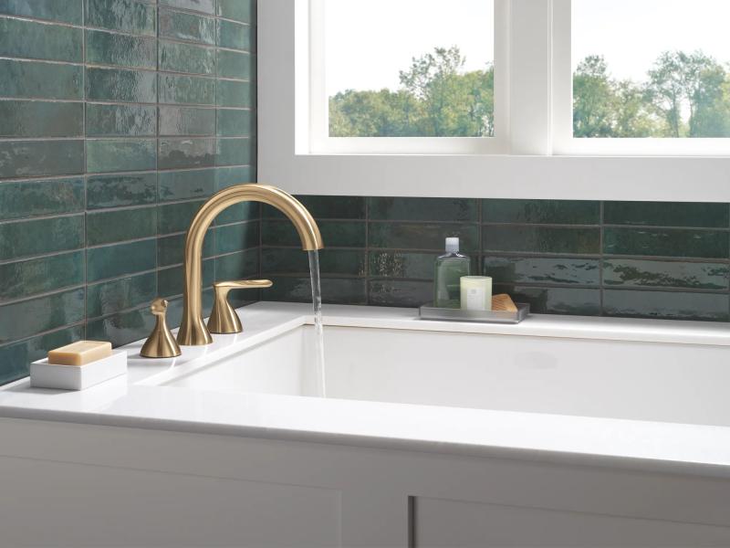 DELTA Bonacci Three Hole Roman Tub Trim — Lumicoat® Champagne Bronze