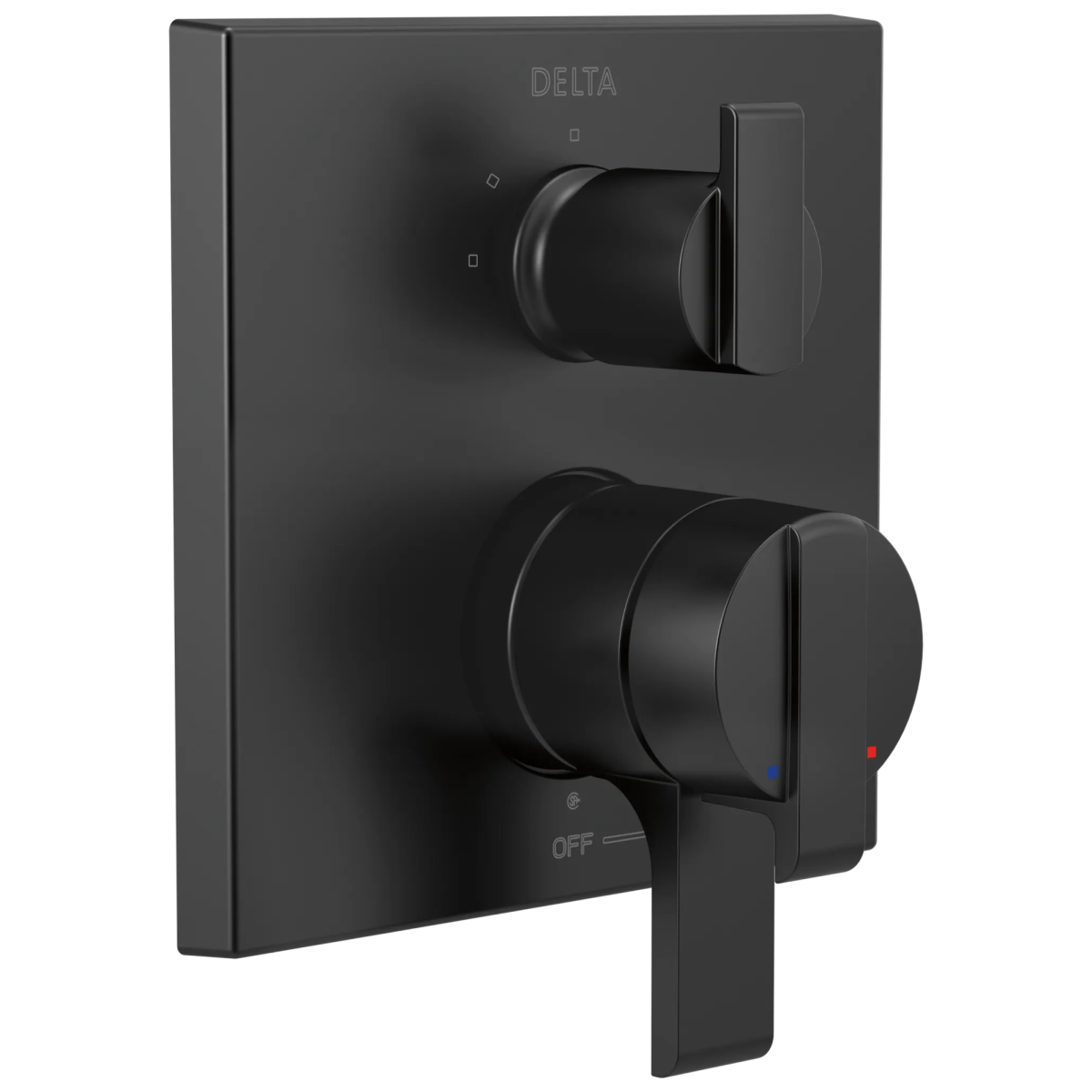 DELTA Ara Angular Modern Monitor 17 Series Valve Trim with 3-Setting Integrated Diverter — Matte Black