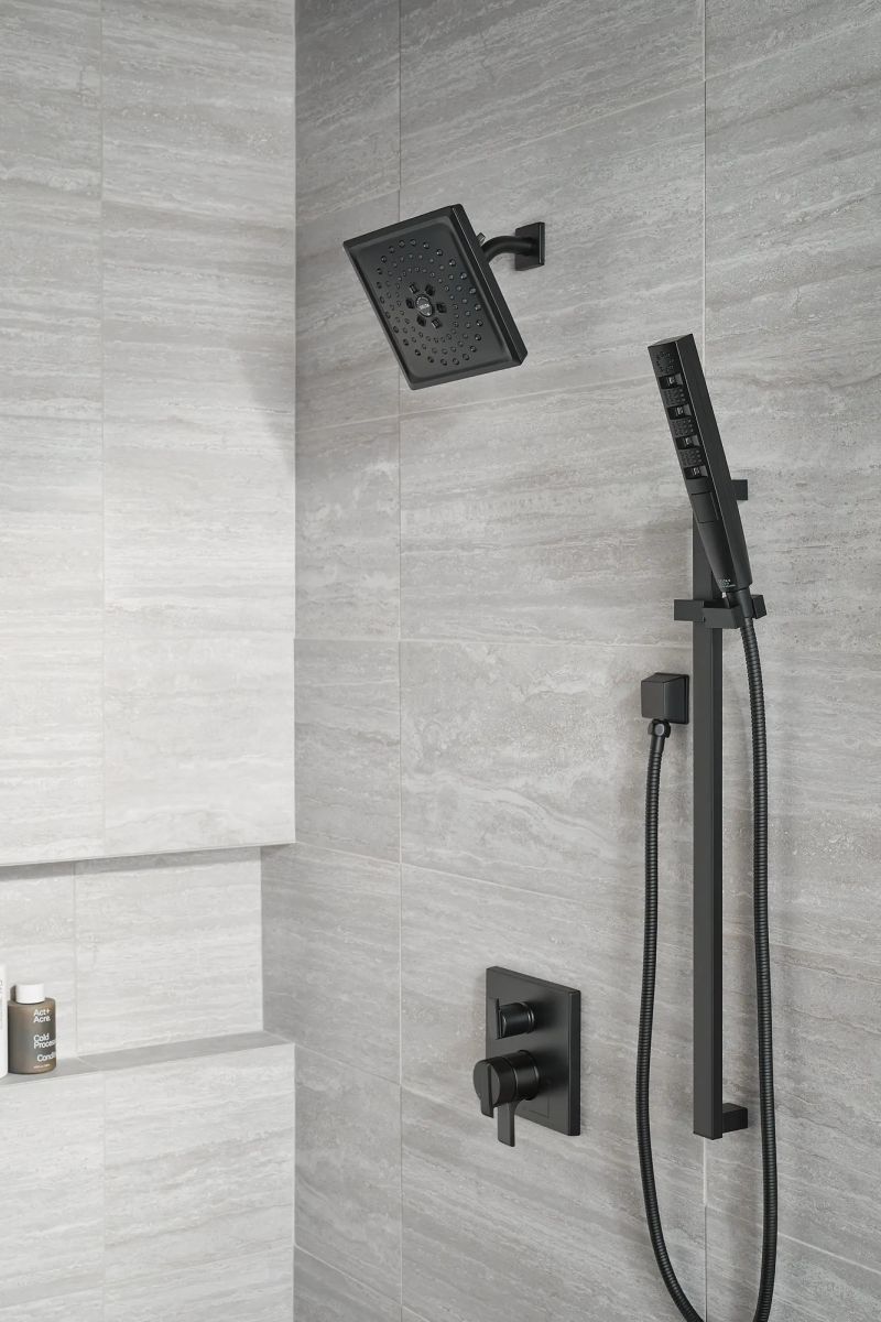 DELTA Universal Showering Components H2OKINETIC Hand Shower 1.75 GPM w/Slide Bar 4S — Matte Black