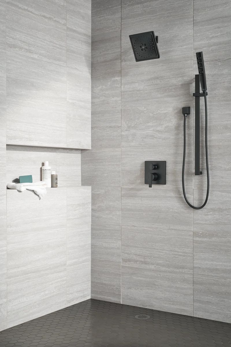 DELTA Universal Showering Components H2OKINETIC Hand Shower 1.75 GPM w/Slide Bar 4S — Matte Black