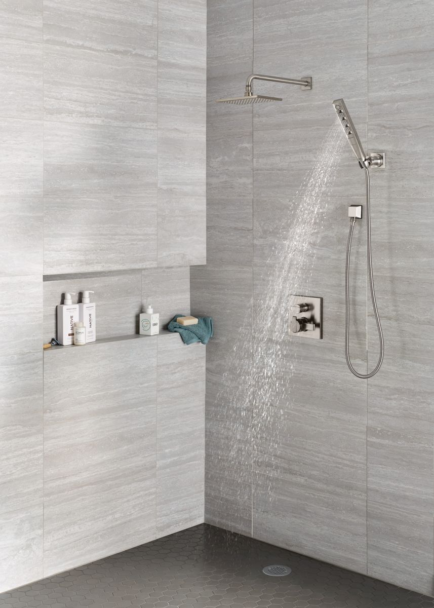 DELTA Universal Showering Components H2OKINETIC 4-Setting Wall Mount Hand Shower — Lumicoat® Stainless