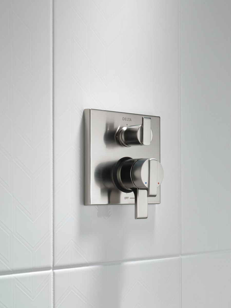 DELTA Ara Angular Modern Monitor 17 Series Valve Trim with 3-Setting Integrated Diverter — Stainless