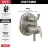 DELTA Kayra 2-Handle Monitor 17 Series Valve Trim with 3- or 6- Setting Diverter — Stainless