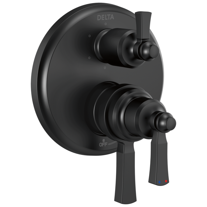 DELTA Dorval Traditional 2-Handle Monitor 17 Series Valve Trim with 6 Setting Diverter — Matte Black