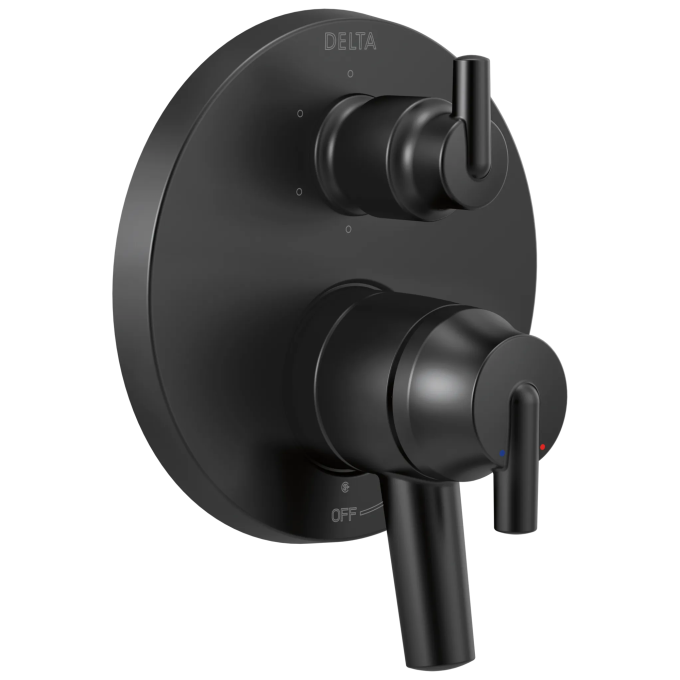 DELTA Trinsic Contemporary Monitor 17 Series Valve Trim with 6-Setting Integrated Diverter — Matte Black
