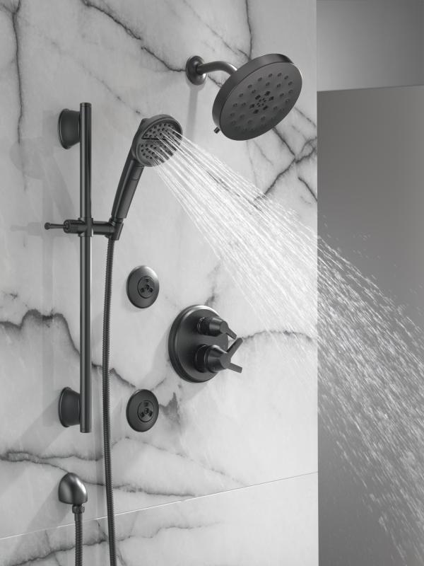 DELTA Universal Showering Components 3-Setting Slide Bar Handshower — Matte Black