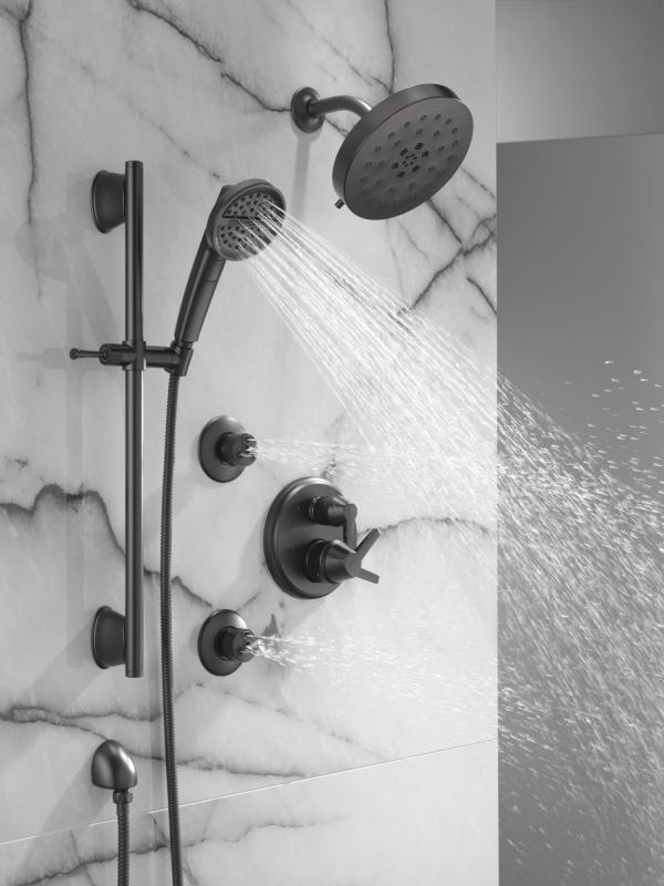 DELTA Universal Showering Components 3-Setting Slide Bar Handshower — Matte Black