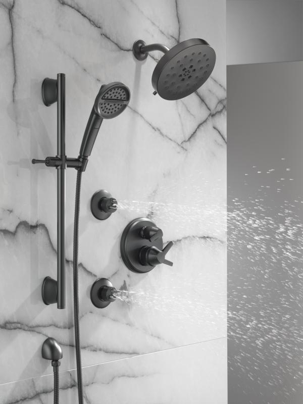 DELTA Universal Showering Components 3-Setting Slide Bar Handshower — Matte Black