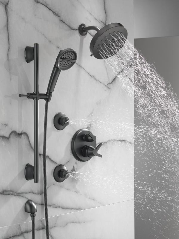 DELTA Universal Showering Components 3-Setting Slide Bar Handshower — Matte Black