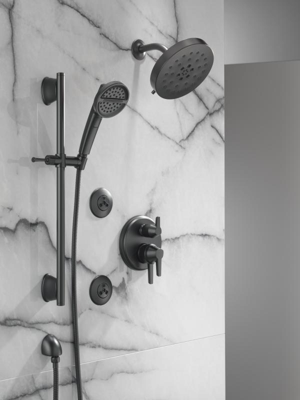 DELTA Universal Showering Components 3-Setting Slide Bar Handshower — Matte Black