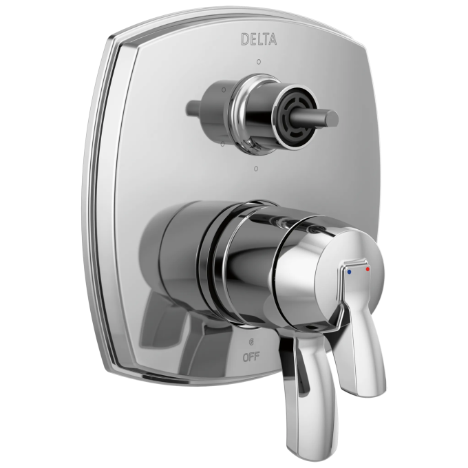 DELTA Stryke 17 Series Integrated Diverter Trim with Six Function Diverter Less Diverter Handle — Lumicoat® Chrome