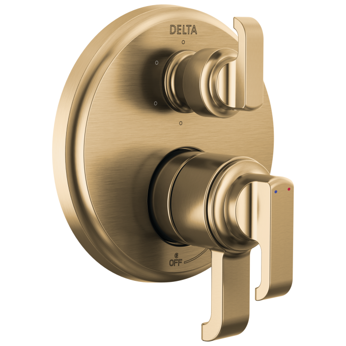 DELTA Tetra 17 Series Integrated Diverter Trim with 6-Setting — Lumicoat® Champagne Bronze