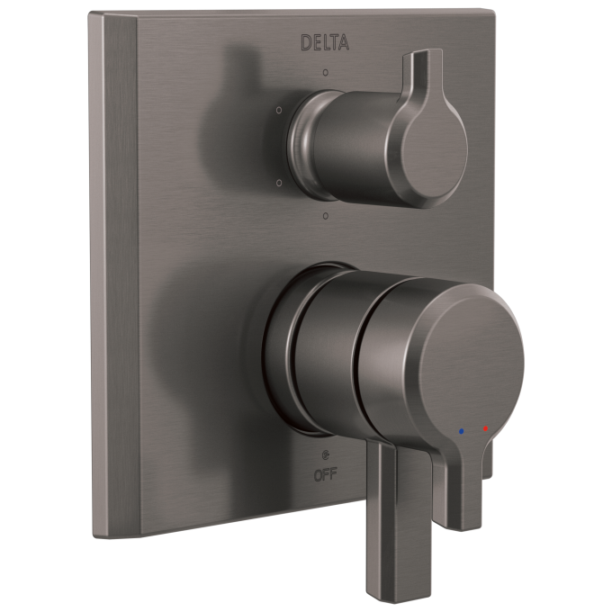 DELTA Pivotal 2-Handle Monitor 17 Series Valve Trim with 6-Setting Diverter — Lumicoat® Black Stainless
