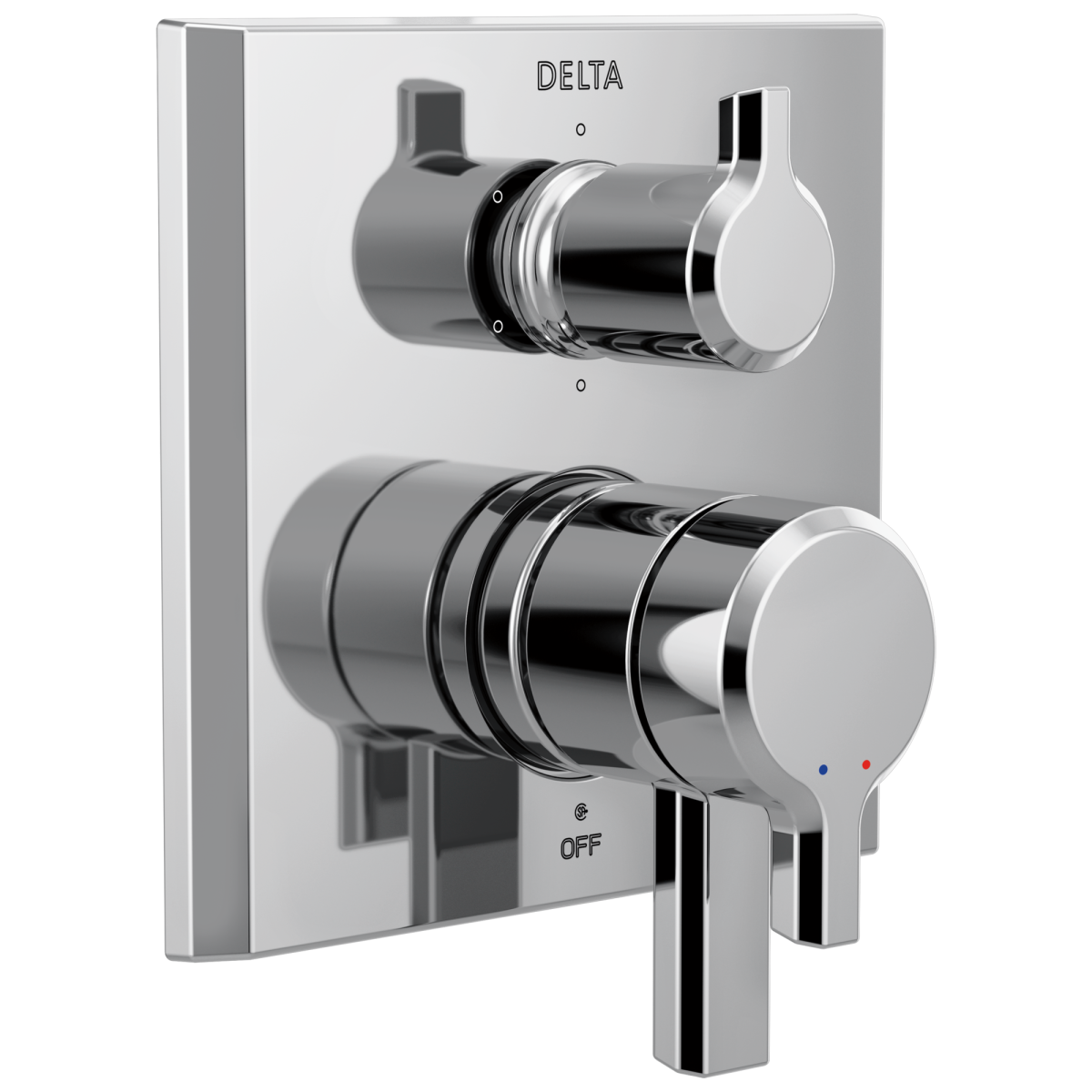 DELTA Pivotal 2-Handle Monitor 17 Series Valve Trim with 6-Setting Diverter — Lumicoat® Chrome