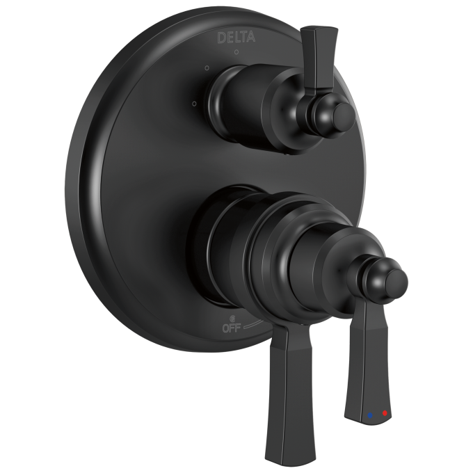 DELTA Dorval Traditional 2-Handle Monitor 17T Series Valve Trim with 3 Setting Diverter — Matte Black