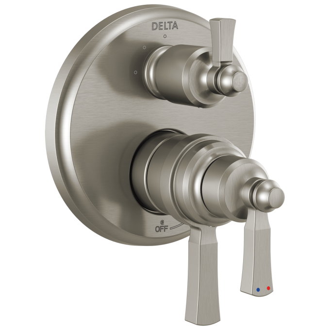 DELTA Dorval Traditional 2-Handle Monitor 17T Series Valve Trim with 3 Setting Diverter — Stainless