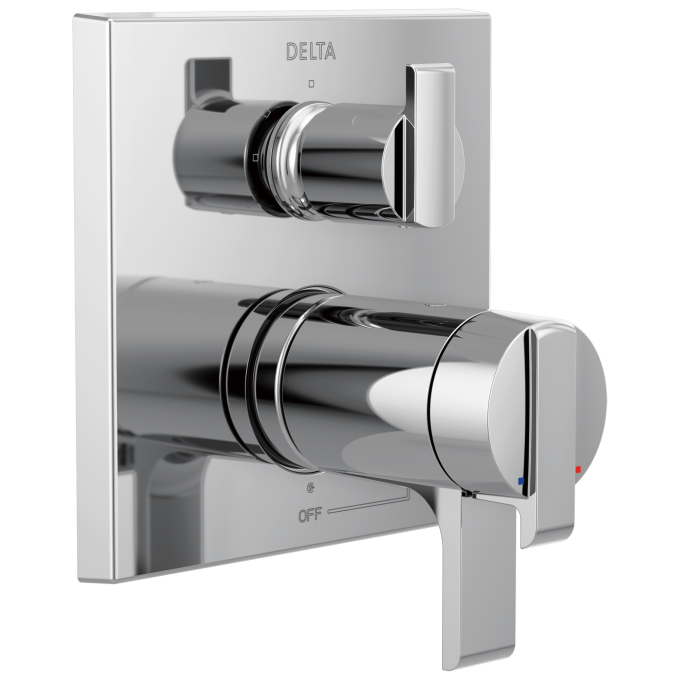 DELTA Ara Angular Modern TempAssure 17T Series Valve Trim with 3-Setting Integrated Diverter — Chrome