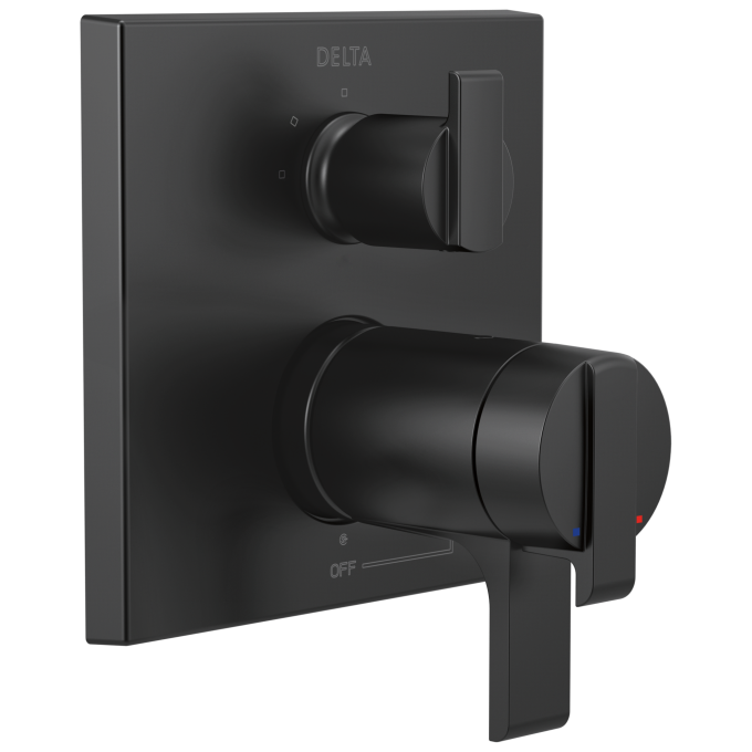DELTA Ara Angular Modern TempAssure 17T Series Valve Trim with 3-Setting Integrated Diverter — Matte Black