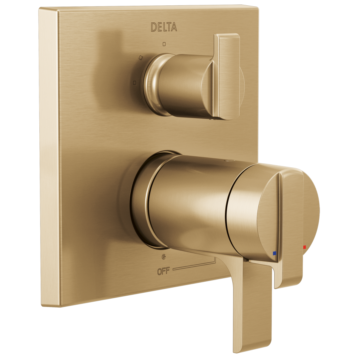 DELTA Ara Angular Modern TempAssure 17T Series Valve Trim with 3-Setting Integrated Diverter — Champagne Bronze