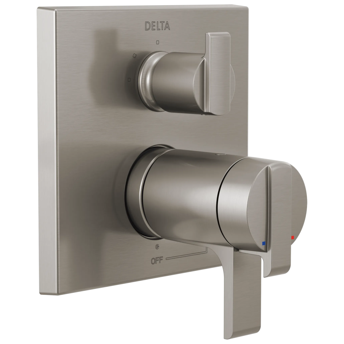 DELTA Ara Angular Modern TempAssure 17T Series Valve Trim with 3-Setting Integrated Diverter — Stainless