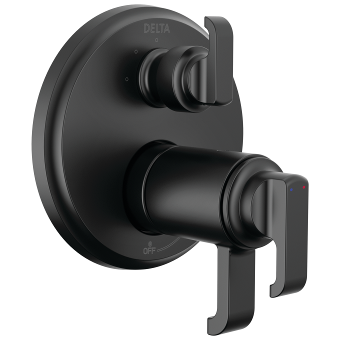DELTA Tetra TempAssure 17T Series Integrated Diverter Trim with 3-Setting — Matte Black