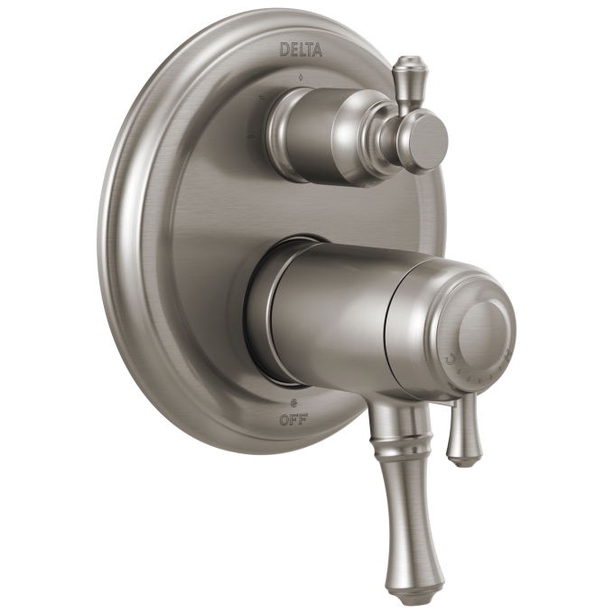 DELTA Cassidy Traditional 2-Handle TempAssure 17T Series Valve Trim with 3-Setting Integrated Diverter — Stainless