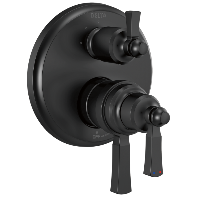 DELTA Dorval Traditional 2-Handle Monitor 17T Series Valve Trim with 6 Setting Diverter — Matte Black