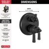 DELTA Dorval Traditional 2-Handle Monitor 17T Series Valve Trim with 6 Setting Diverter — Matte Black