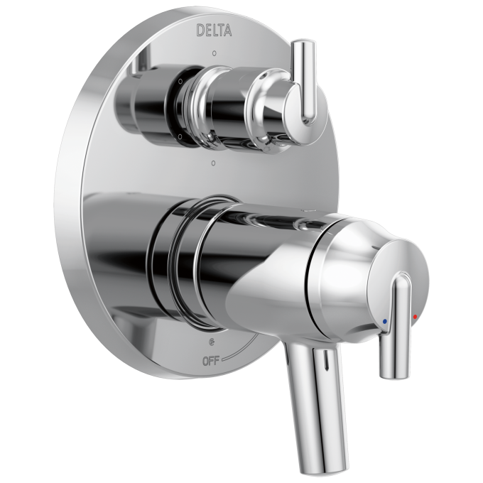 DELTA Trinsic Contemporary Two Handle TempAssure 17T Series Valve Trim with 6-Setting Integrated Diverter — Chrome