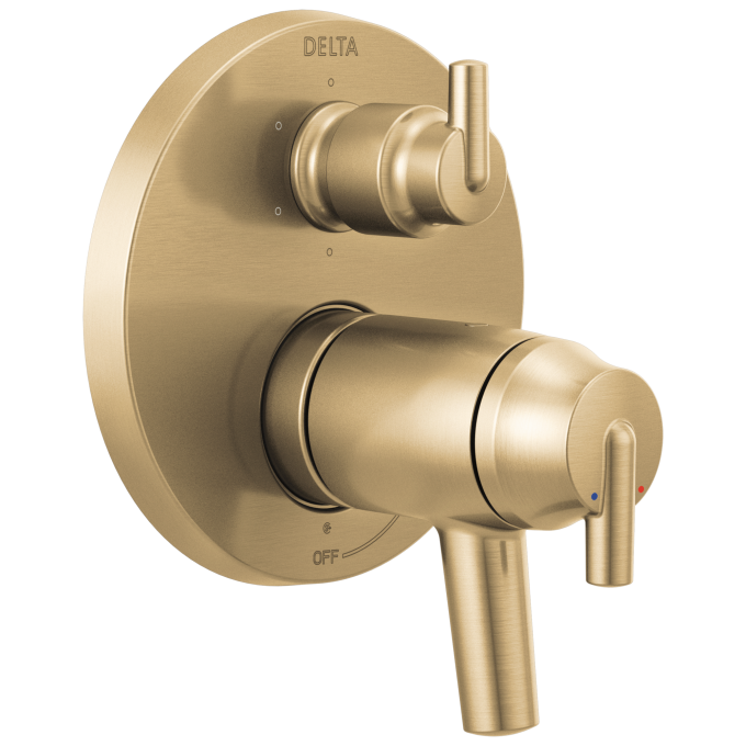 DELTA Trinsic Contemporary TempAssure 17T Series Valve Trim with 6-Setting Integrated Diverter — Champagne Bronze
