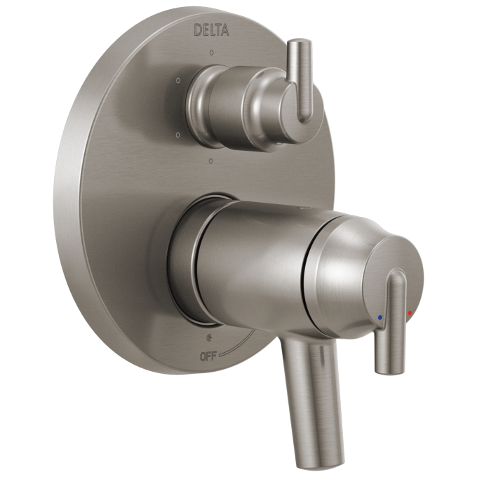 DELTA Trinsic Contemporary Two Handle TempAssure 17T Series Valve Trim with 6-Setting Integrated Diverter — Stainless