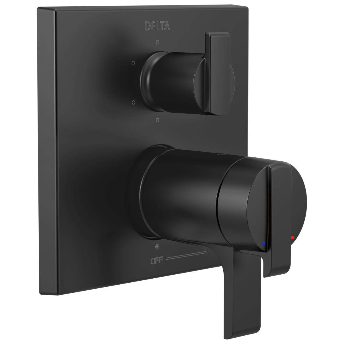 DELTA Ara Angular Modern TempAssure 17T Series Valve Trim with 6-Setting Integrated Diverter — Matte Black