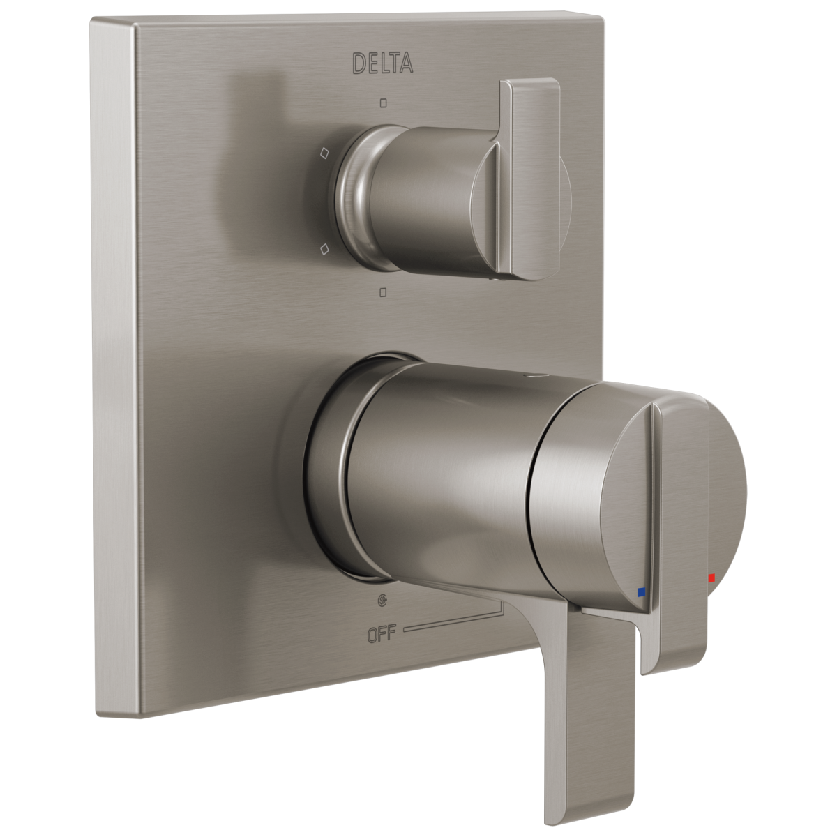 DELTA Ara Angular Modern TempAssure 17T Series Valve Trim with 6-Setting Integrated Diverter — Stainless