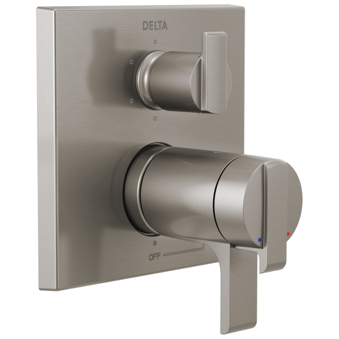 DELTA Ara Angular Modern TempAssure 17T Series Valve Trim with 6-Setting Integrated Diverter — Stainless