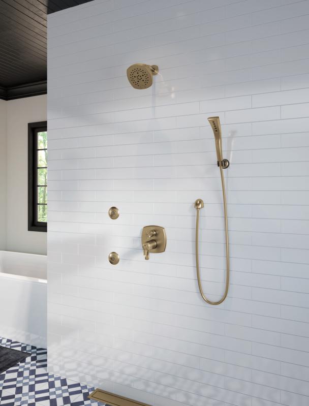DELTA Universal Showering Components H2OKINETIC 5-Setting  Shower Head — Lumicoat® Champagne Bronze