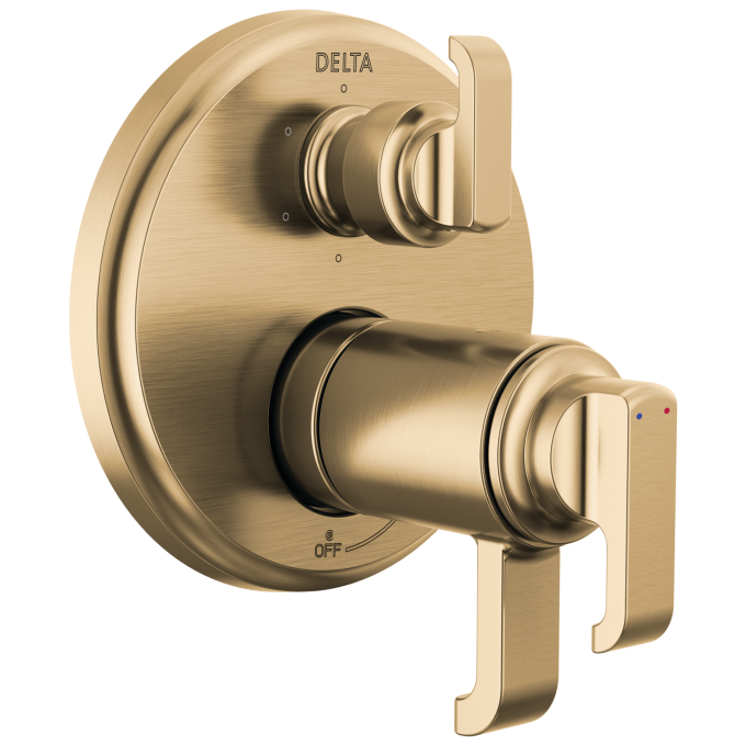 DELTA Tetra TempAssure 17T Series Integrated Diverter Trim with 6-Setting — Lumicoat® Champagne Bronze