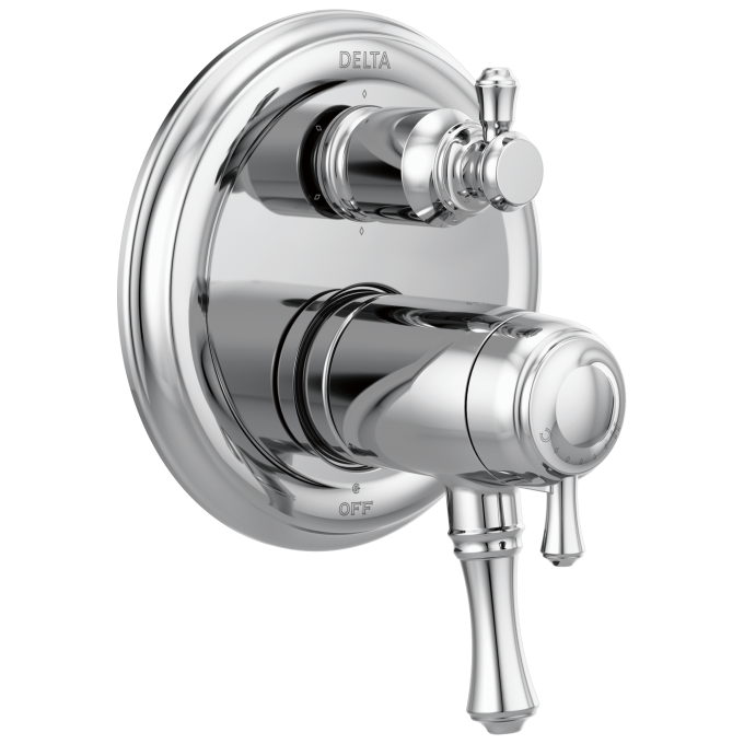 DELTA Cassidy Traditional 2-Handle TempAssure 17T Series Valve Trim with 6-Setting Integrated Diverter — Chrome