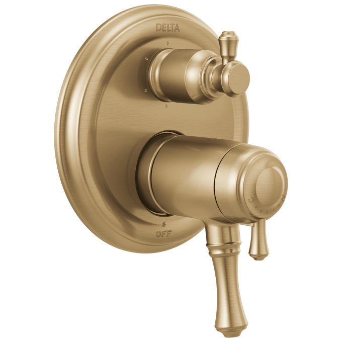 DELTA Cassidy Traditional TempAssure 17T Series Valve Trim with 6-Setting Integrated Diverter — Champagne Bronze