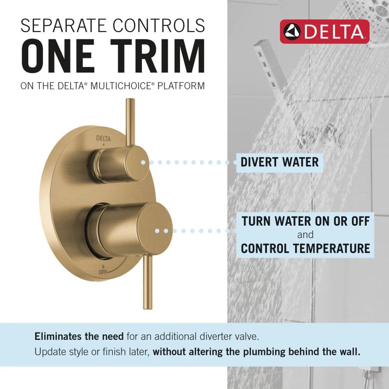 DELTA Modern Monitor 14 Series Shower with Raincan & Hand Shower — Champagne Bronze