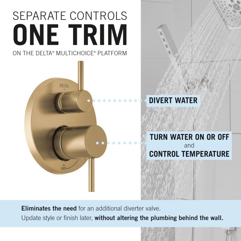 DELTA Modern Monitor 14 Series Shower with Raincan & Hand Shower — Champagne Bronze