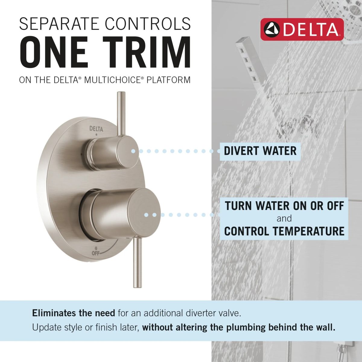 DELTA Modern Monitor 14 Series Shower with Raincan & Hand Shower — Spotshield Brushed Nickel